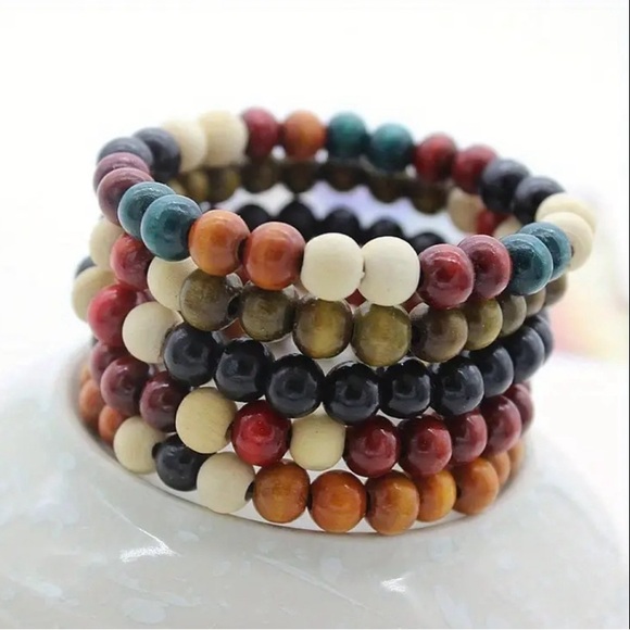 5 pcs set Fashion Gothic Beaded Punk Y2k Bracelet For Men Women Boho grunge - Picture 1 of 9